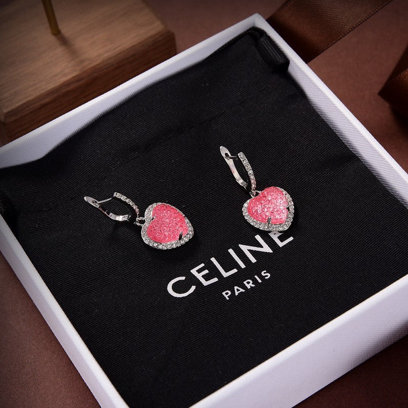CE Triomphe Pink Heart Diamond Earrings