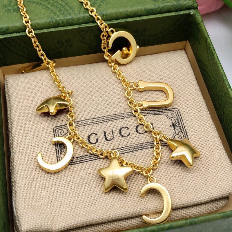GG Red Star Crystal Chain Necklace