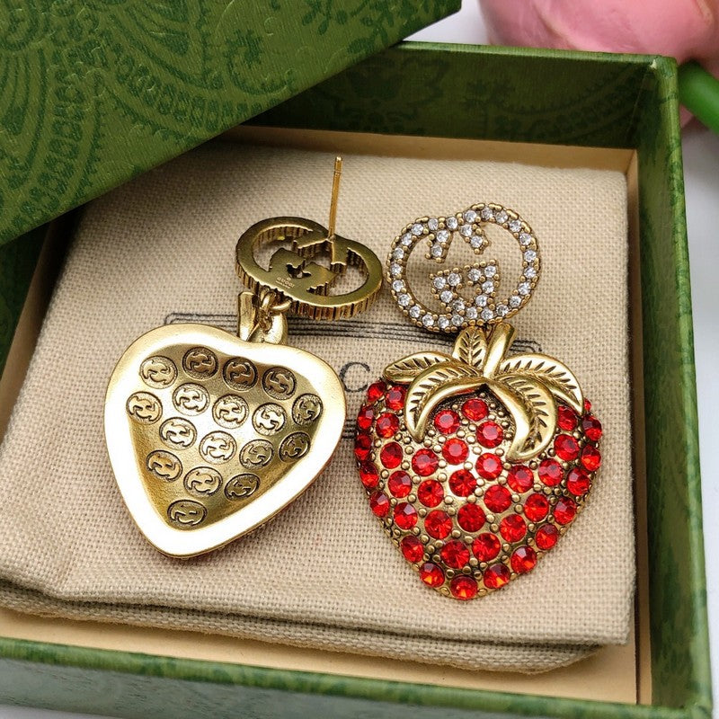 GG Red Strawberry Diamond Earrings
