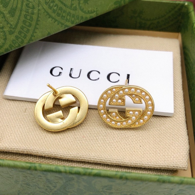 GG Small Pearl Gold Earrings