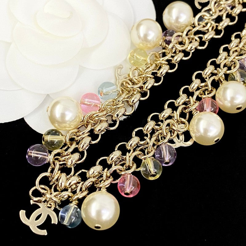 CC Color Beads Pearl Chain Necklace