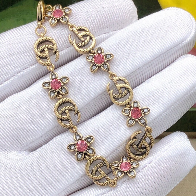 GG Tiger Pink Crystal Bracelet