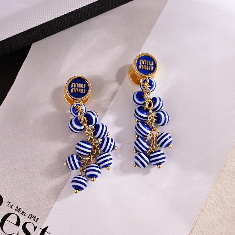 Miu Blue & Pink Ball Earrings