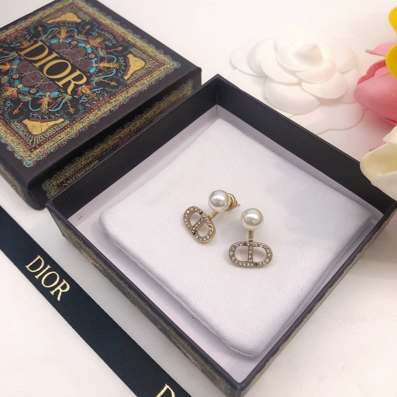 CD Tribales Pave Diamond & Pearl Earrings