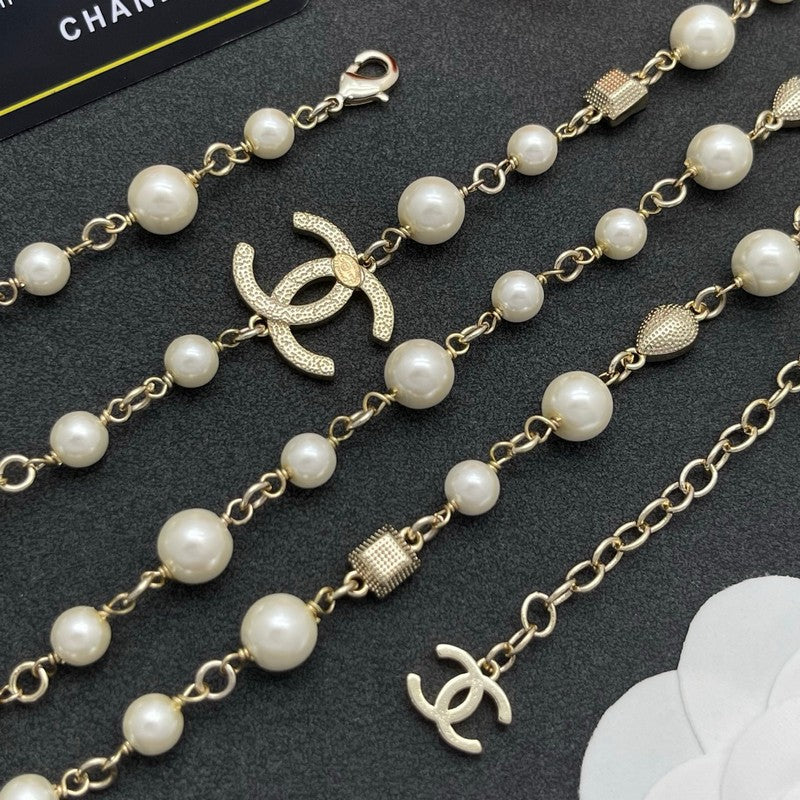 CC Color Crystal Pearl Long Necklace