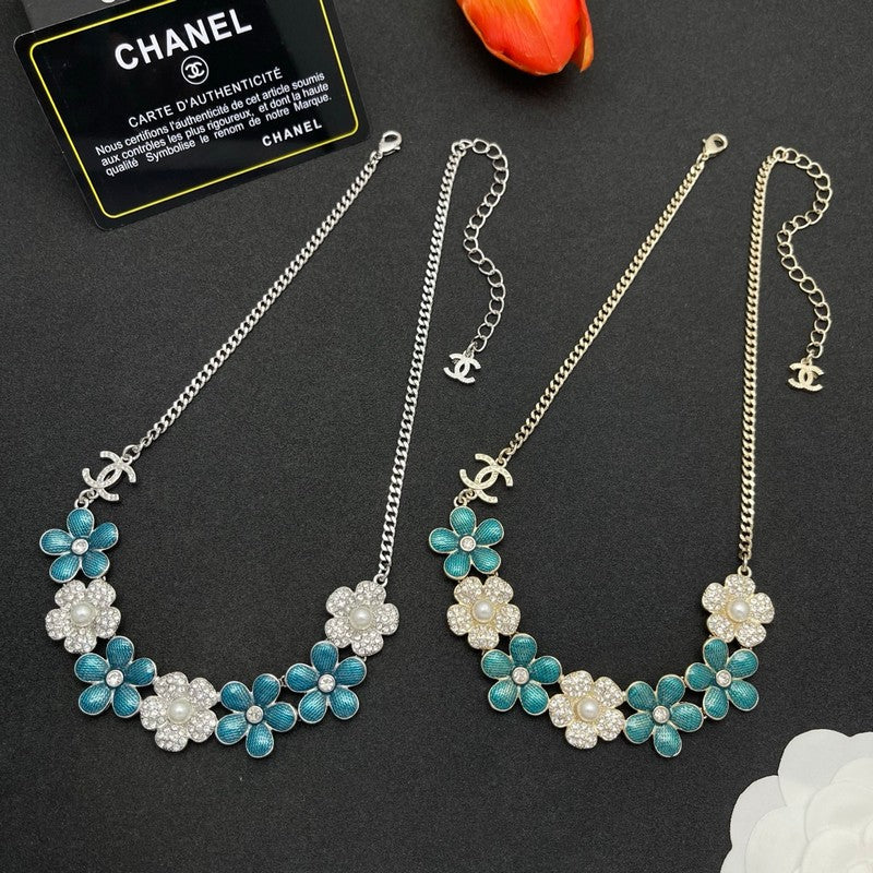CC Blue Flower Diamond Necklace
