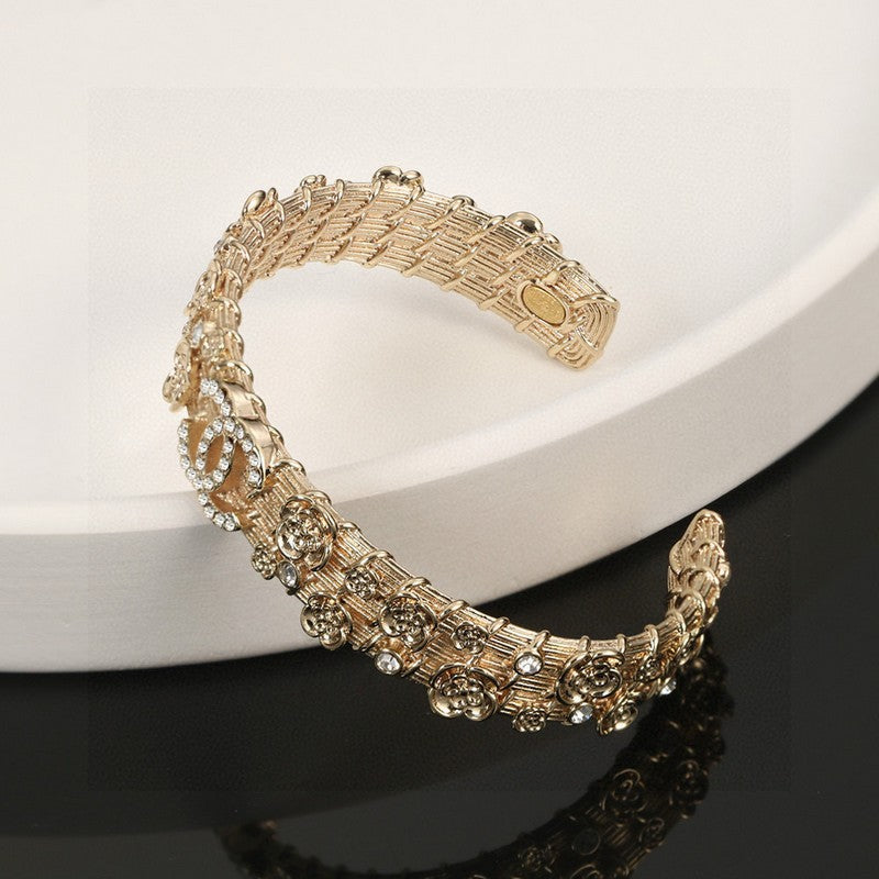 CC Flower Diamond Cuff Bracelet