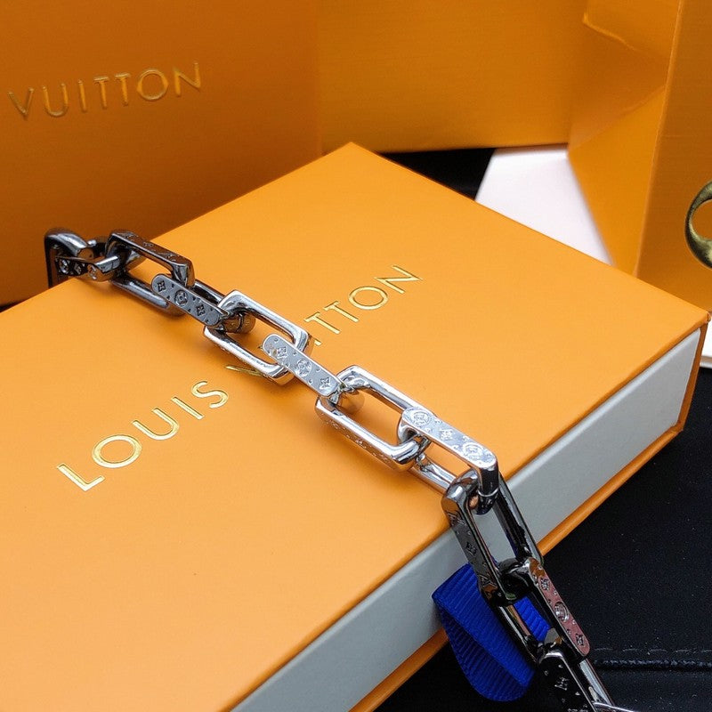 Louis Monogram Black Gold Chain Bracelet