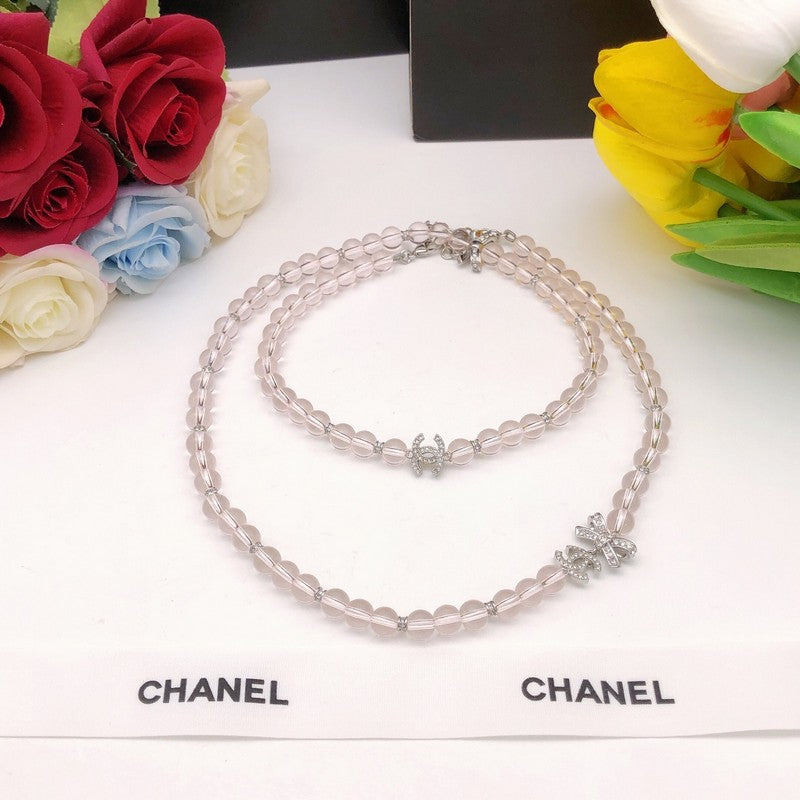 CC Pink Crystal Long Necklace