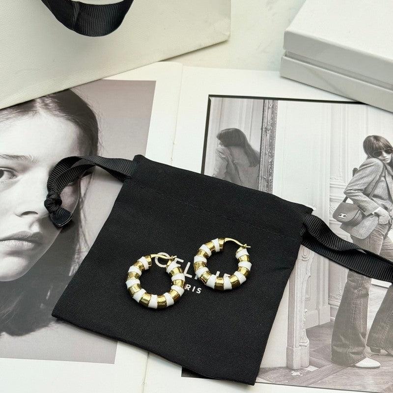 CE Pearl Round Gold Earrings