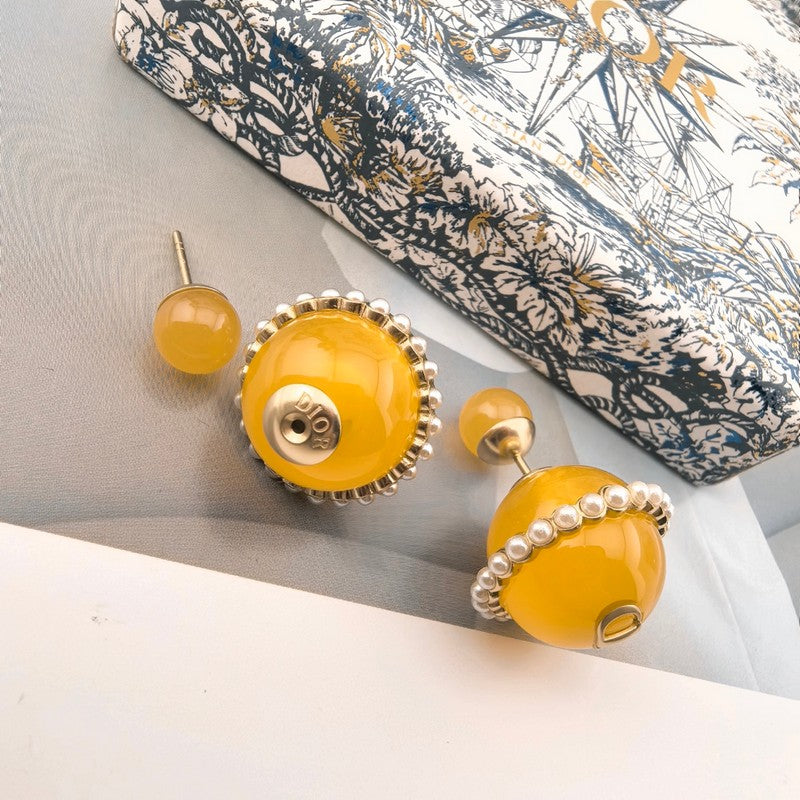 CD Yellow Ball Pearl Earrings