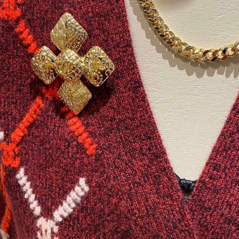 CC Rhombic Gold Brooch