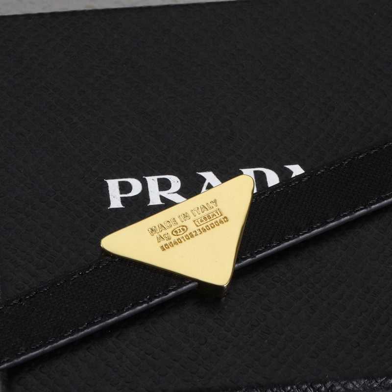 Pra Black Leather Gold Bracelet