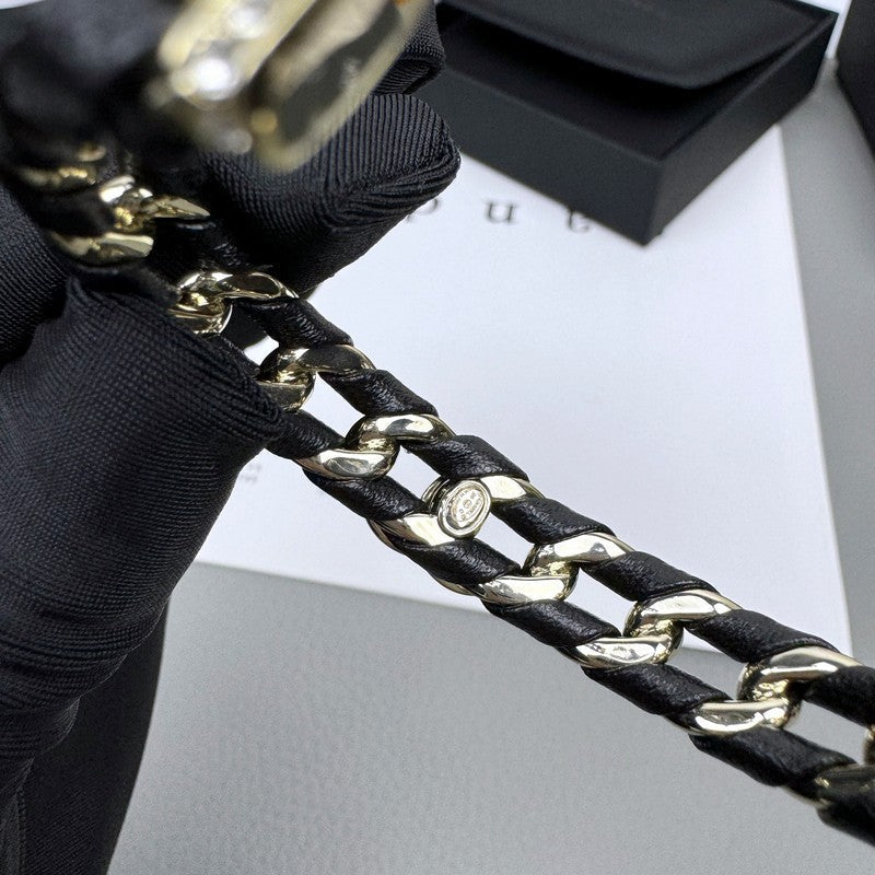 CC 26C Black Leather Cuff Bracelet