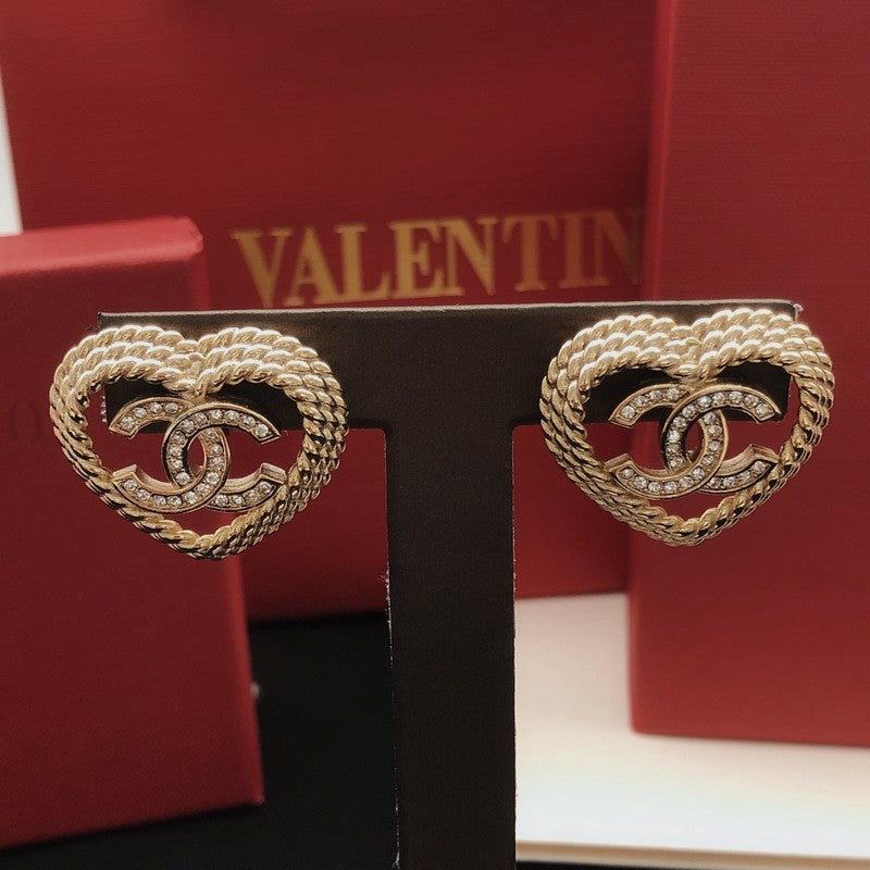 CC Heart Diamond Earrings