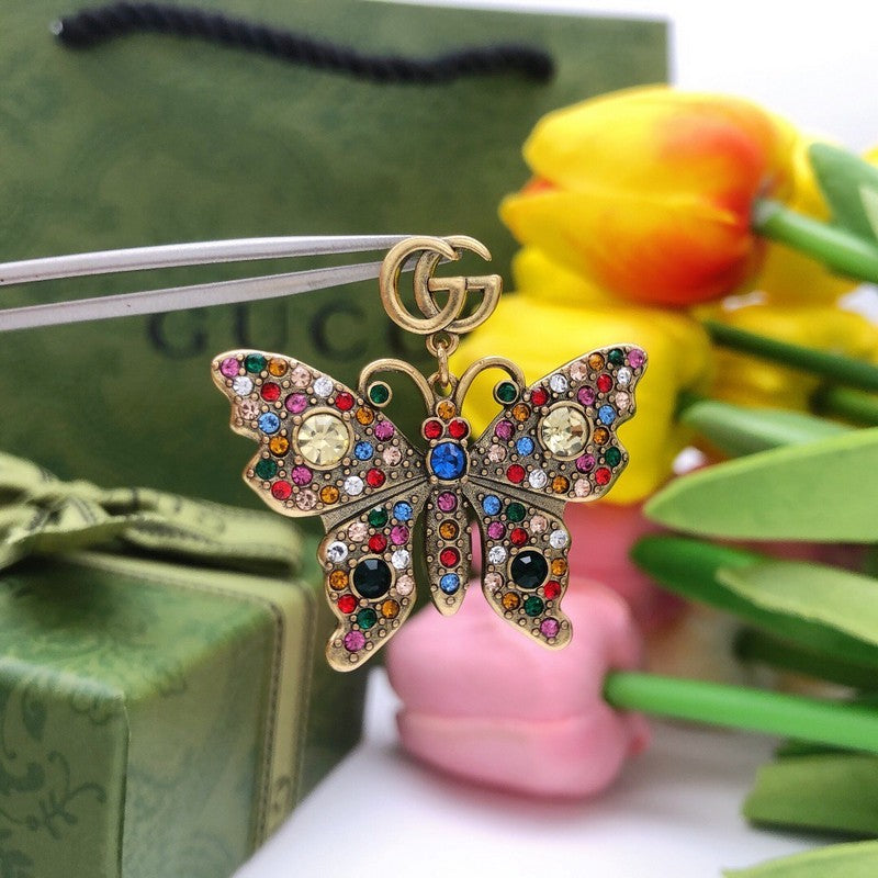 GG Color Crystal Butterfly Earrings