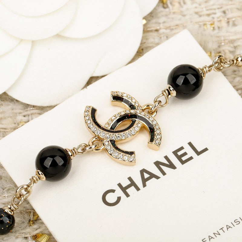 CC 25B Pink & Black Bow Pearl Necklace