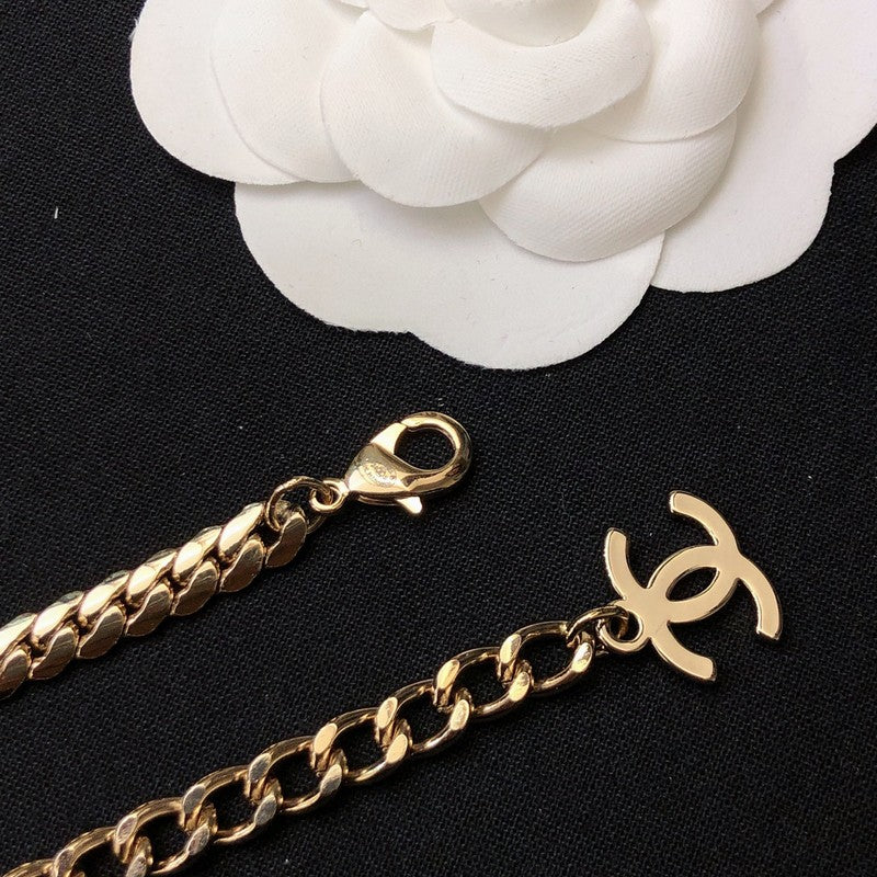 CC Snake Pattern Gold Chain Necklace