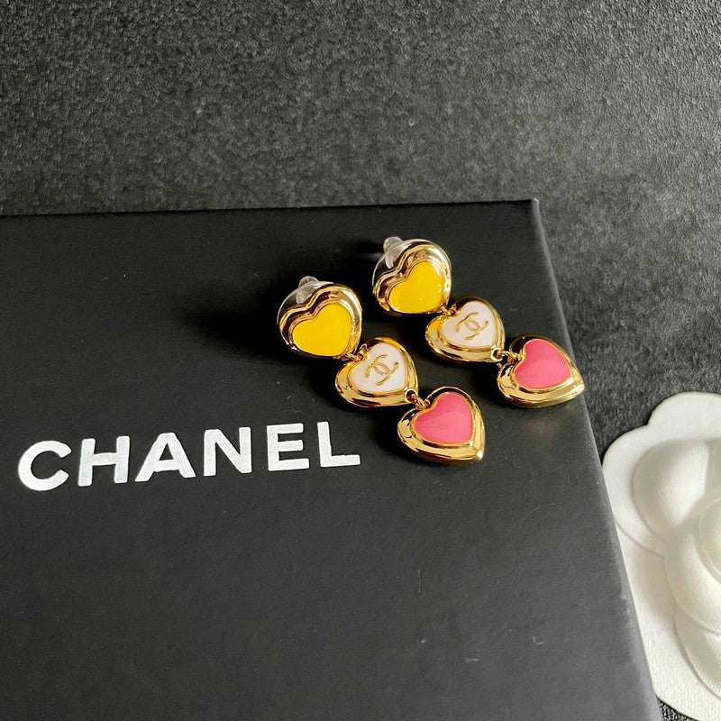 CC Three Heart Drop Earrings
