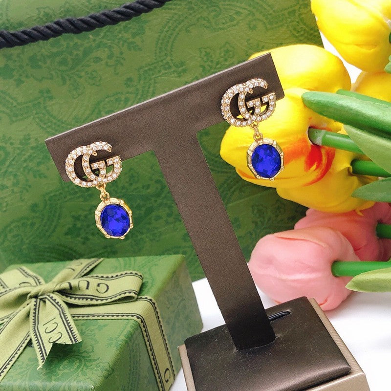GG Blue Crystal Earrings