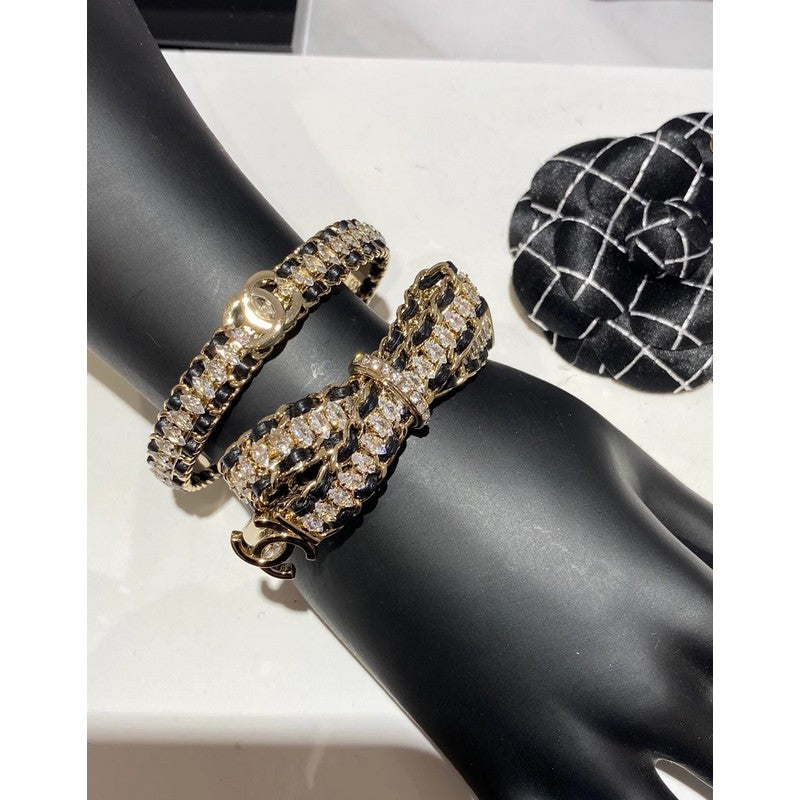 CC Crystal Leather Bracelet