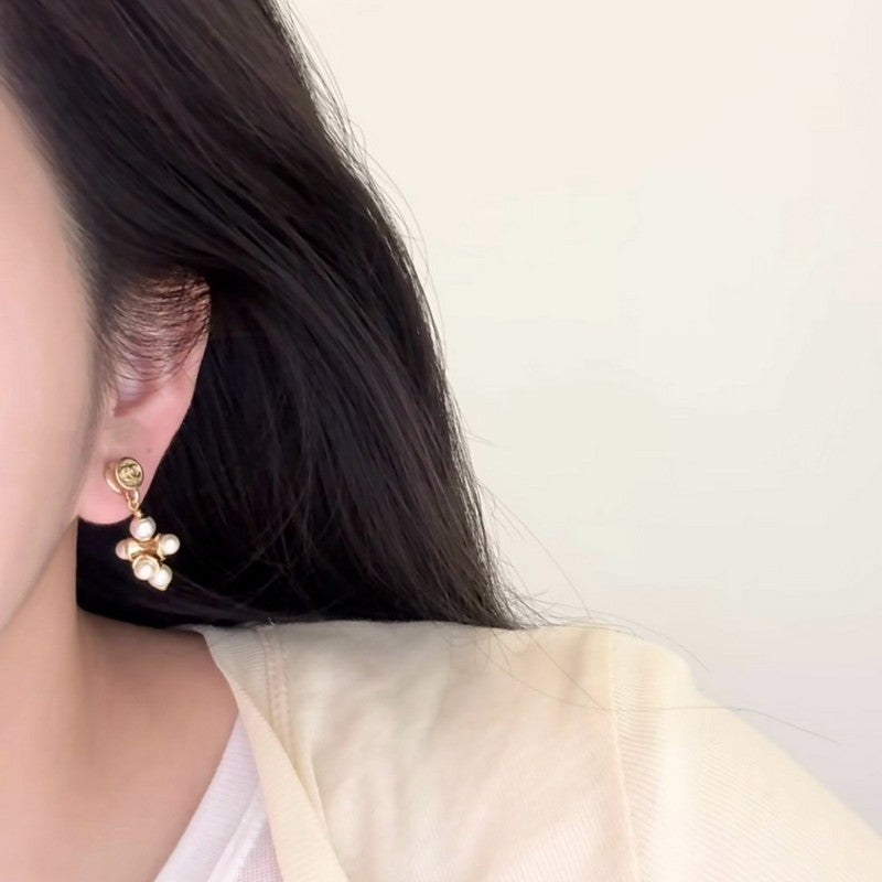 CC Grape Pearl Gold Earrings