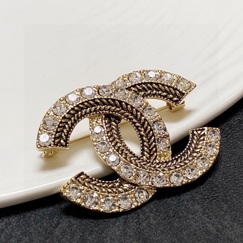 CC Diamond Gold Brooch