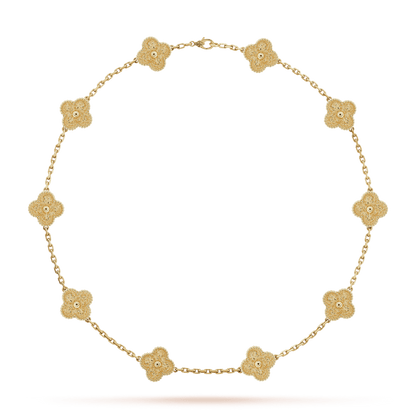 18K Van Cleef & Arpels Vintage Alhambra 10 Motifs Necklace