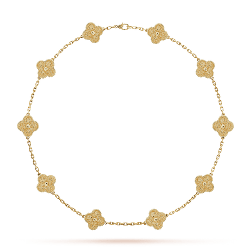 18K Van Cleef & Arpels Vintage Alhambra 10 Motifs Necklace