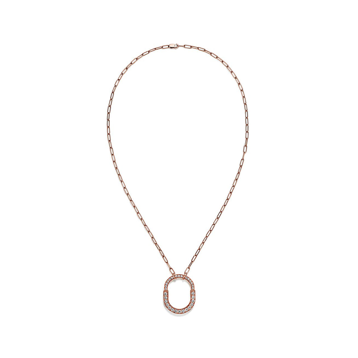 Tiff Lock Pendant Pave Diamonds Necklace