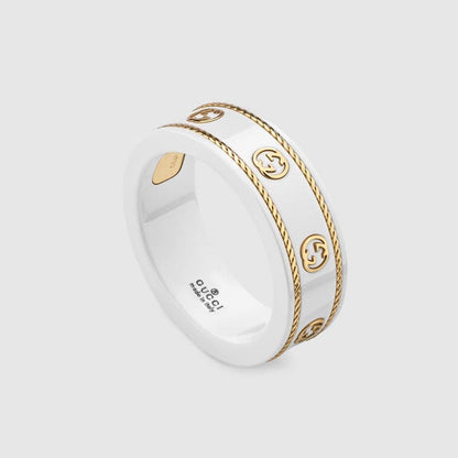 GG Interlocking G Icon White Zirconia Ring