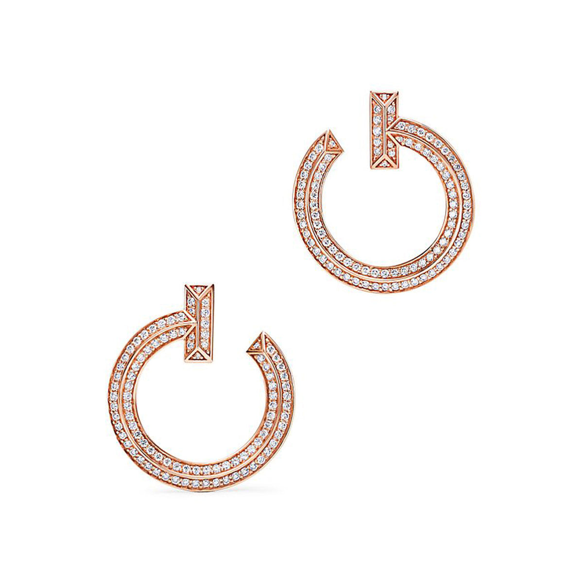 Tiff T1 Open Hoop Rose Gold Earrings