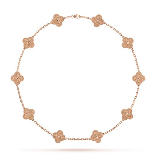 18K Van Cleef & Arpels Vintage Alhambra 10 Motifs Necklace