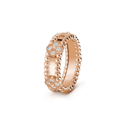 18K Rose Gold Perlée Clovers Ring