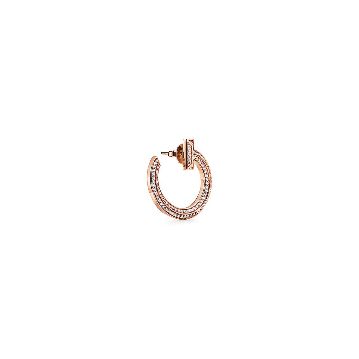Tiff T1 Open Hoop Rose Gold Earrings