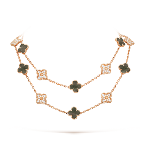 18K Van Cleef & Arpels Vintage Alhambra 20 Motifs Long Necklace