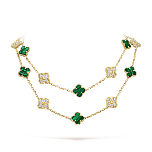 18K Van Cleef & Arpels Vintage Alhambra 20 Motifs Long Necklace