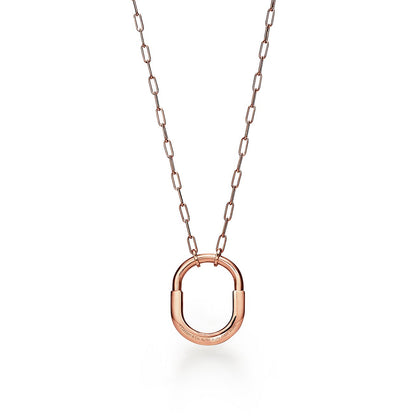 Tiff Lock Pendant Pave Diamonds Necklace