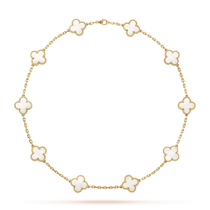 18K Van Cleef & Arpels Vintage Alhambra Pearl 10 Motifs Necklace