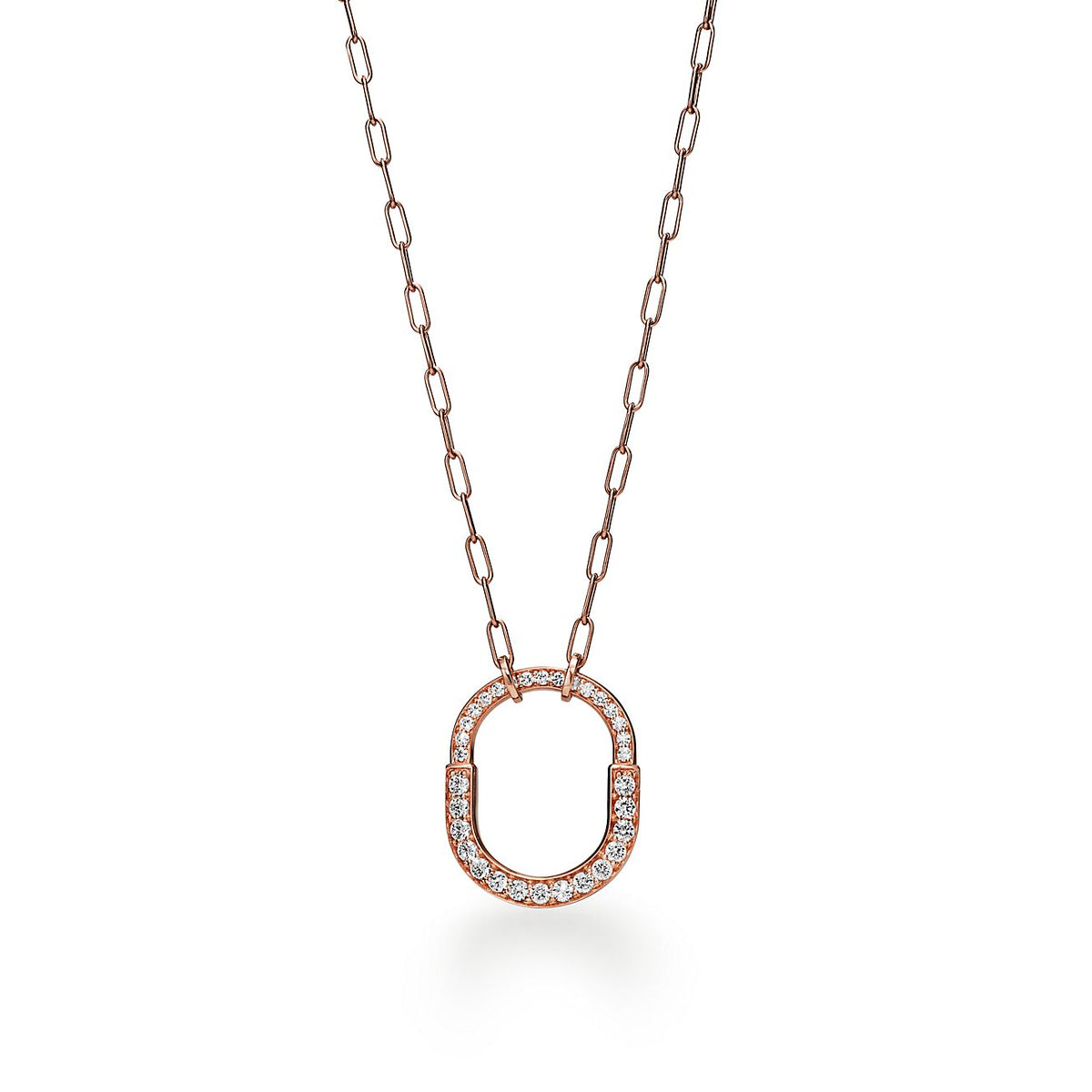 Tiff Lock Pendant Pave Diamonds Necklace