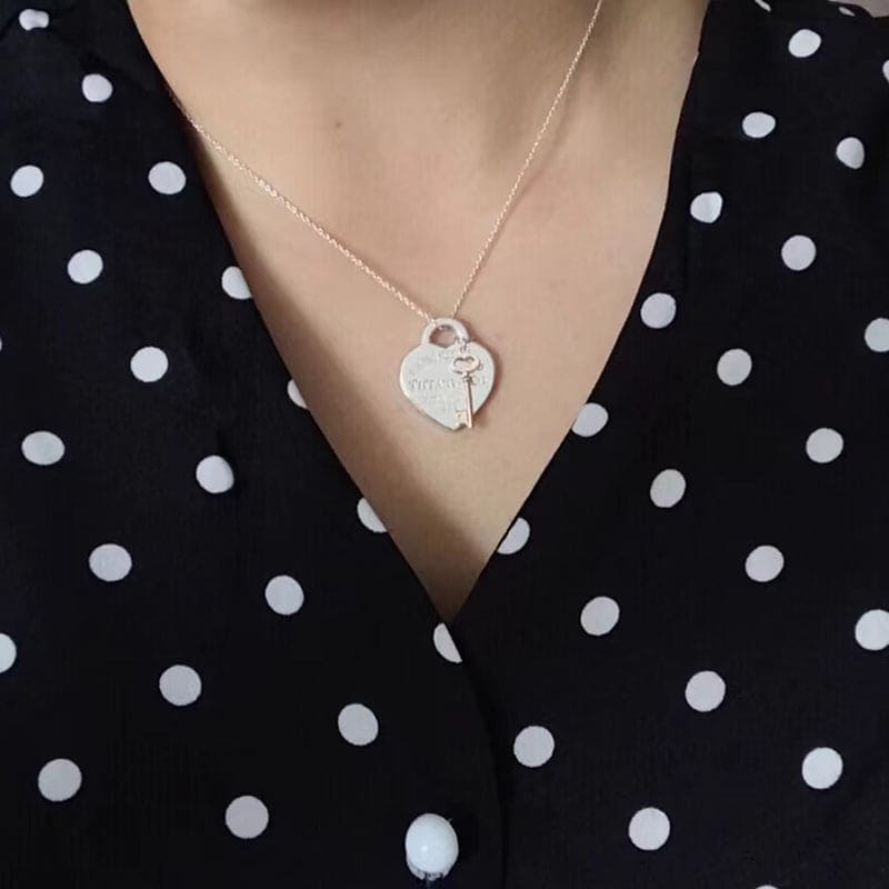 Tiff Heart & Key Necklace