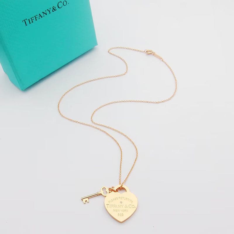 Tiff Heart & Key Necklace
