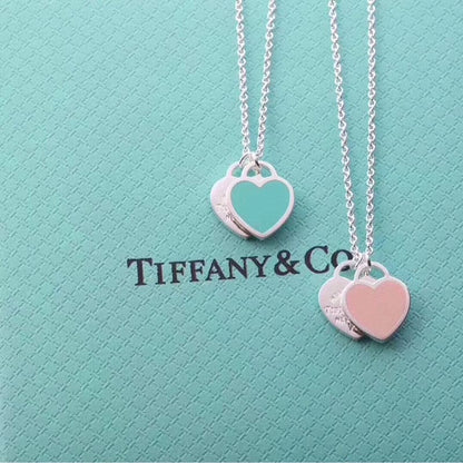 Tiff Pink Double Heart Necklaces