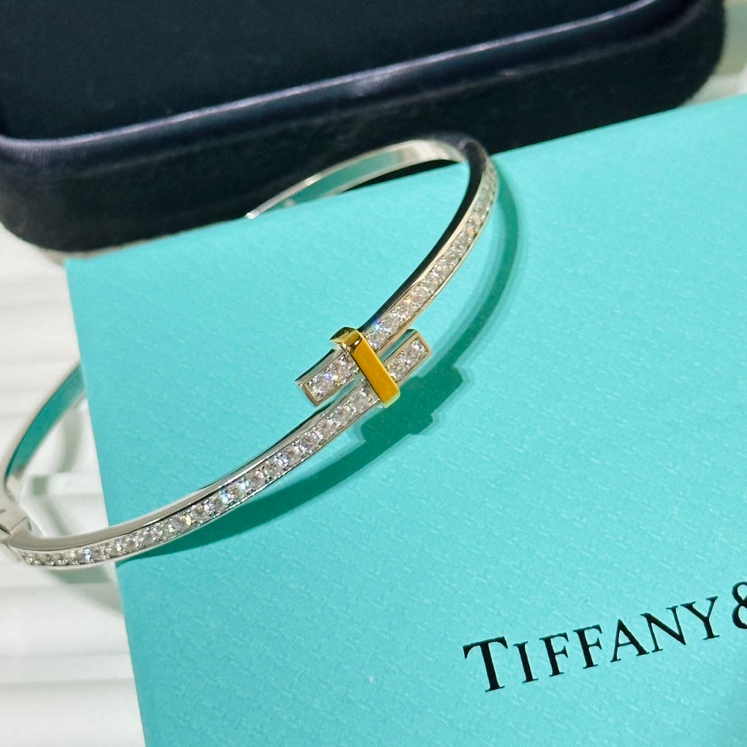 Tiff Edge Hinged Bypass Bangle Bracelet
