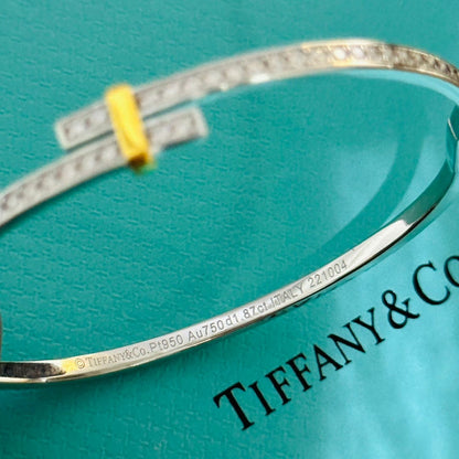 Tiff Edge Hinged Bypass Bangle Bracelet
