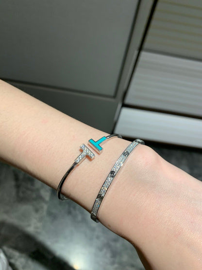 Tiff Diamond and Turquoise Wire Bracelet