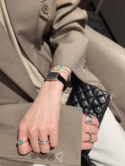 Tiff Diamond and Turquoise Wire Bracelet