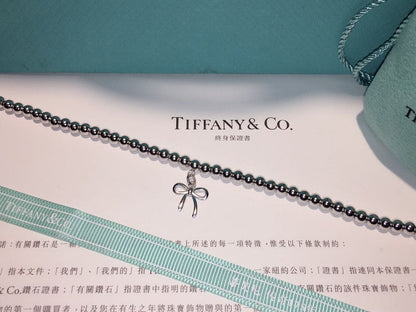Tiff Bow Charm Bead Bracelet