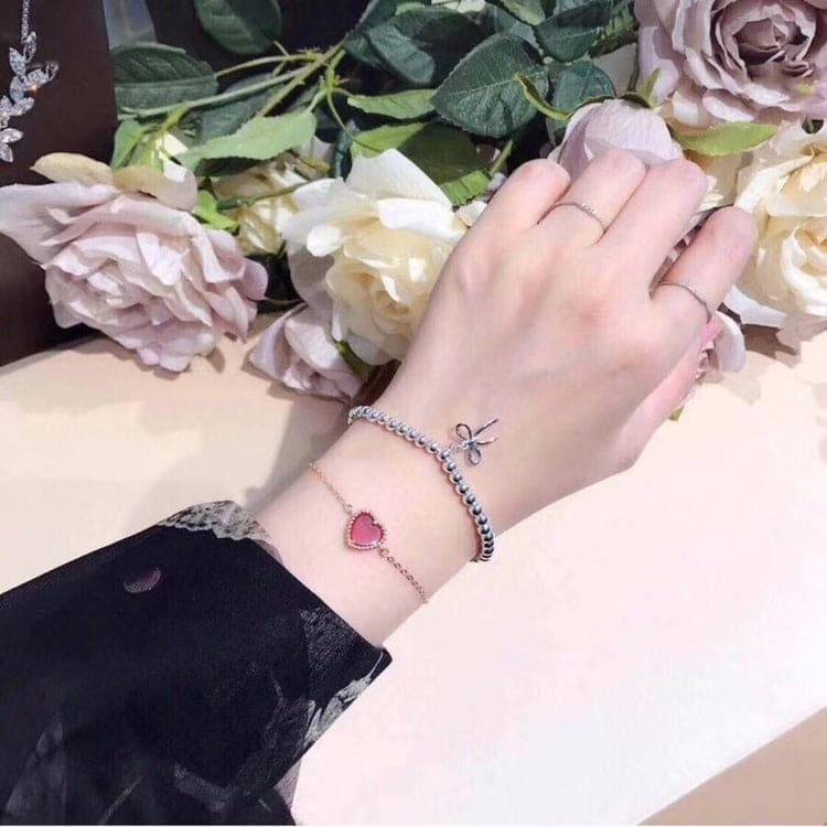 Tiff Bow Charm Bead Bracelet