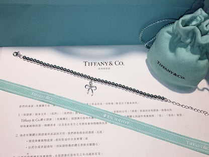 Tiff Bow Charm Bead Bracelet